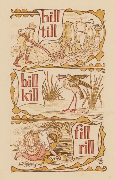 The Golden Primer'dan bir sayfa (renkli lito) by Walter (after) Crane