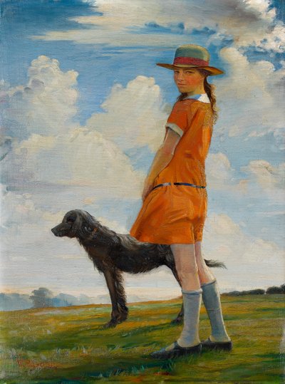 Ressamın Kızı Papazın Köpeğini Yürütüyor (tuval üzerine yağlı boya) by Walter Bonner Gash