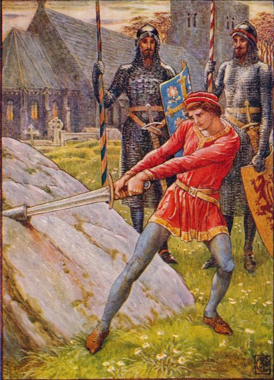 Arthur Taştan Kılıcı Çiziyor, 1911. by Walter Crane