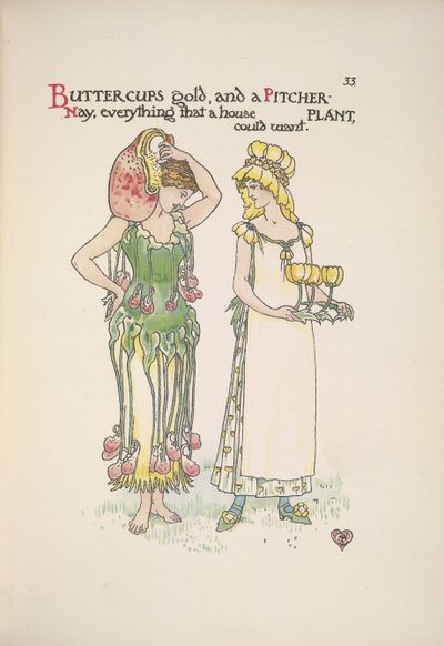 Düğünçiçekleri altın ve sürahi bitkisi. iki genç kadın by Walter Crane