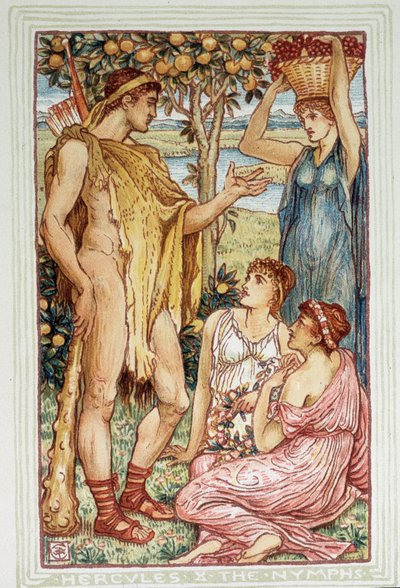 Herkül (Herakles) ve periler - Walter Crane tarafından “Kızlar ve erkekler için harika bir kitap” da by Walter Crane