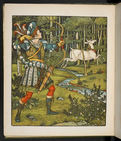 Hikaye için illüstrasyon, ormandaki Hind. by Walter Crane
