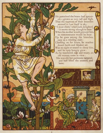 Jack ve fasulye sapı (renkli taş) by Walter Crane
