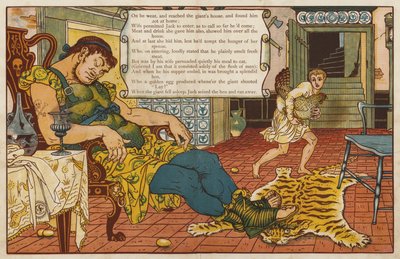 Jack ve fasulye sapı (renkli taş) by Walter Crane