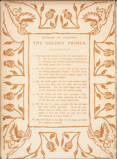 Altın astarı öğretme yöntemi. Melek yüzlü çiçek kenarlığı. by Walter Crane