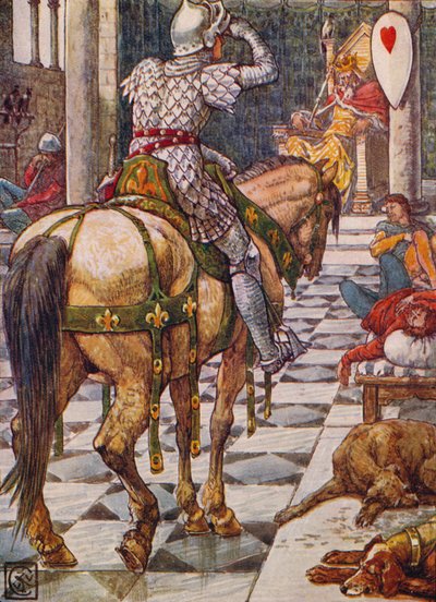 Percival, Çarpan Kalbin Kalkanını Elde Eder, 1911. by Walter Crane