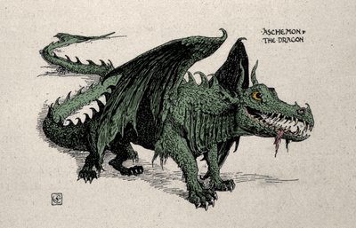 Mitolojik ejderha Ashchemon Çiziminin Walter Crane tarafından 1899