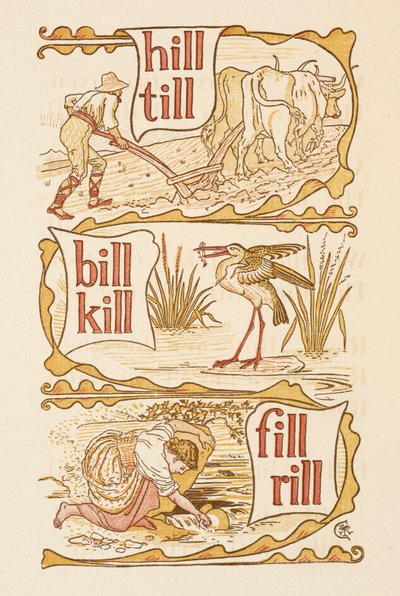 L harfi ile biten kafiyeli kelimeler. bir leylek Altın astar. by Walter Crane