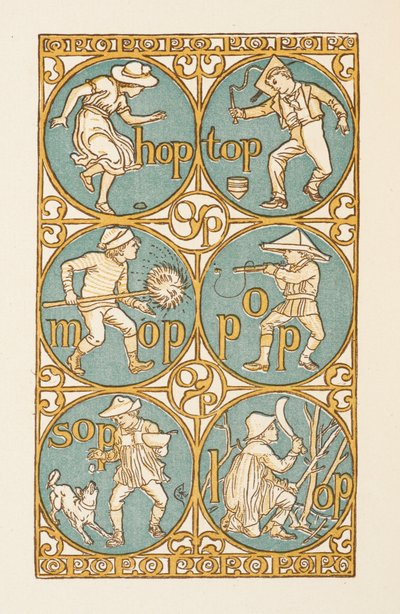 P harfi ile biten kafiyeli kelimeler. Altın astar. by Walter Crane