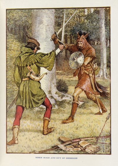 Robin Hood ve Gisborne'lu Guy by Walter Crane