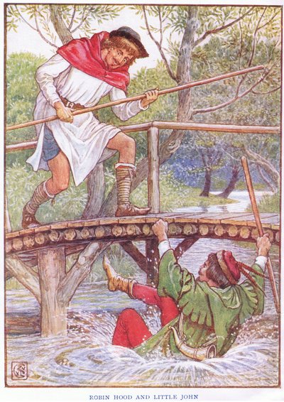 Robin Hood ve Küçük John, c.1920 by Walter Crane