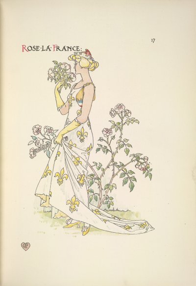 Fransa Gülü. Bir buket çiçek kokulu genç bir kadın by Walter Crane