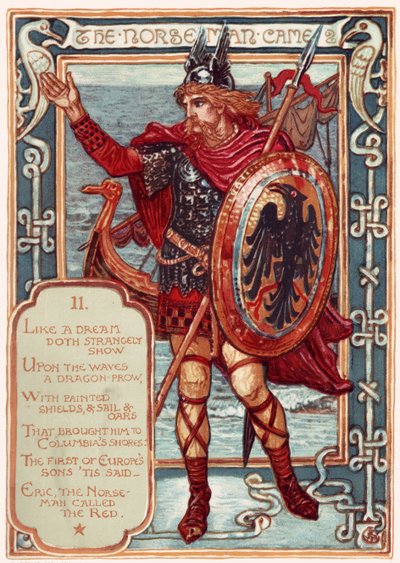 Norveçli. Kimden: Columbias Courtship: A Picture History of the United States, 1893 by Walter Crane
