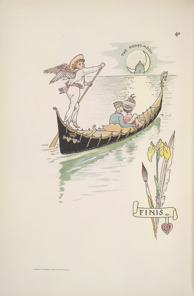 Balayı. Bir gondoldaki çift by Walter Crane