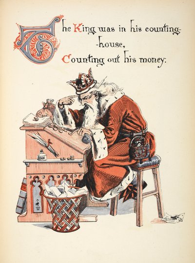 Kral sayma evinde parasını sayıyordu. by Walter Crane