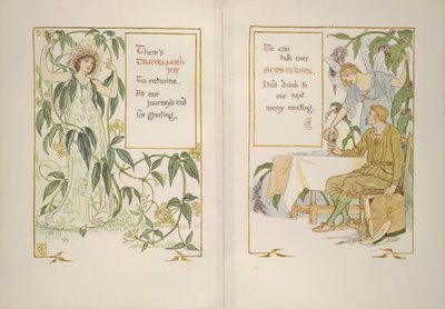 Gezginin neşesi ve şarapta yudumlar by Walter Crane