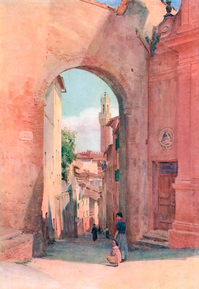 Arco Di S Giuseppe, Siena (renkli taş baskı) by Walter Frederick Roofe Tyndale