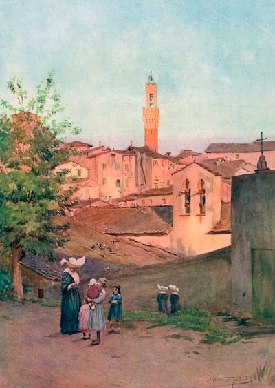 La Capella S Caterina, Siena (renkli taş baskı) by Walter Frederick Roofe Tyndale