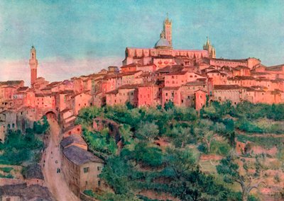 Siena: Tepede Bir Kasaba (renkli taş baskı) by Walter Frederick Roofe Tyndale