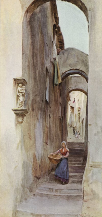 Sokak, Cervo San Bartolomeo, İtalya (renkli taş) by Walter Frederick Roofe Tyndale