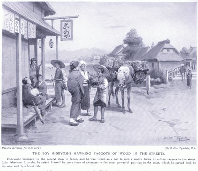 Çocuk Hideyoshi sokaklarda odun ibneleri satıyor by Walter Frederick Roofe Tyndale