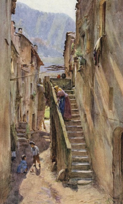 Vicolo del Ponte, Villa Nuova Di Albenga, İtalya (renkli taş) by Walter Frederick Roofe Tyndale