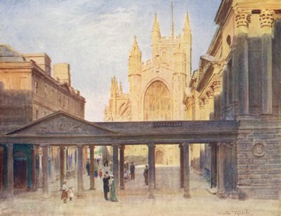 Wessex: Bath manastırı ve tulumba odası (renkli litografi) by Walter Frederick Roofe Tyndale