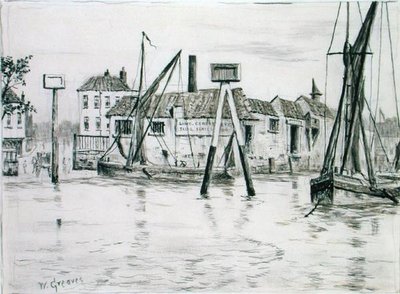 Chelsea Dock (kağıt üzerine mürekkep) by Walter Greaves