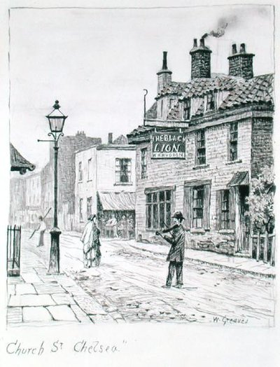 Church Street, Chelsea (kağıt üzerine mürekkep) by Walter Greaves
