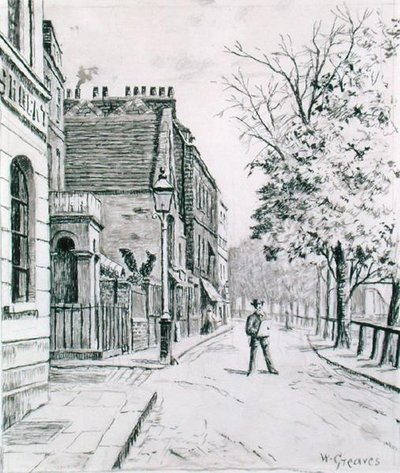 Eight Bells ve Cheyne Walk, Chelsea (kağıt üzerine mürekkep) by Walter Greaves