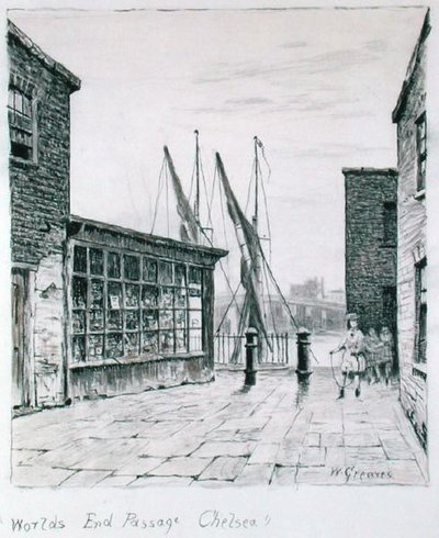 Worlds End Passage, Chelsea (kağıt üzerine mürekkep) by Walter Greaves