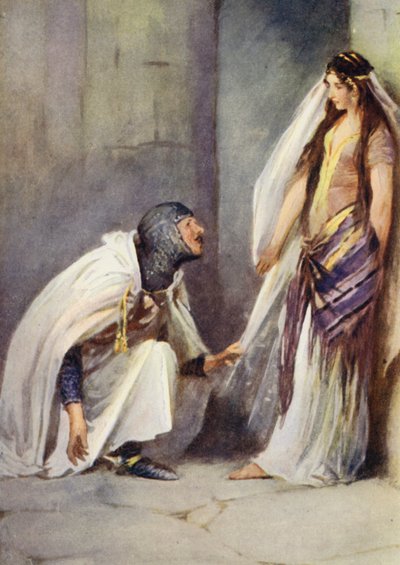 Ivanhoe için Sir Walter Scott tarafından yapılan çizim (renkli taş) by Walter Grieve
