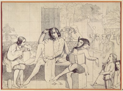 Onikinci Gece, c.1850 (kalem çizimi) by Walter Howell Deverell