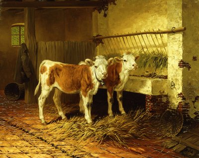 Bir Ahırda İki Buzağı by Walter Hunt
