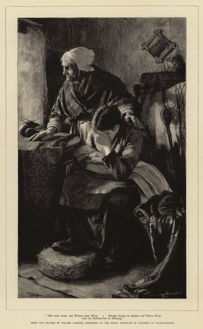 Fırtınalar Ani ve Derin Sular Olsa ve Liman Barı İnlese de Erkekler çalışmalı ve Kadınlar Ağlamalı by Walter Langley