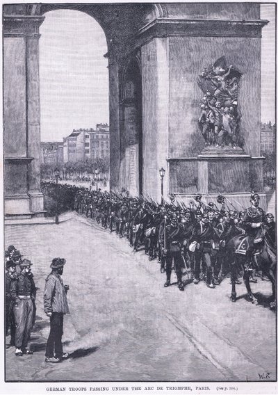 Arc de Triomphe 1871 AD altından geçen Alman birlikleri by Walter Paget