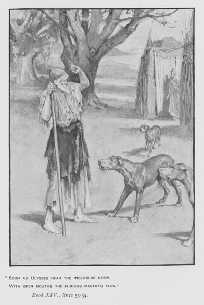 Papa'nın Homer Odyssey (lito) için illüstrasyon by Walter Paget