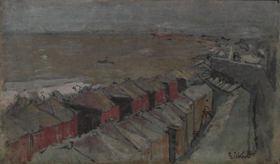 Yıkanma kulübeleri, Dieppe, c.1890 (panelde yağlı boya) by Walter Richard Sickert
