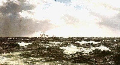 Orta Kanalda Gemilerle Deniz Manzarası by Walter Shaw