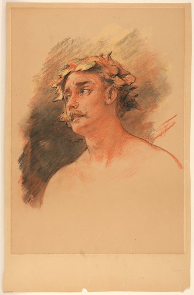 Asma Çelengi ile Taçlanmış İnsan Büstü by Walter Shirlaw