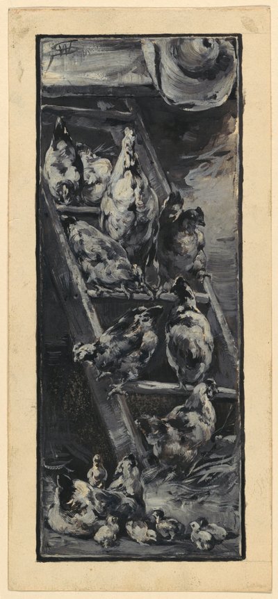 horoz ve tavuklar by Walter Shirlaw