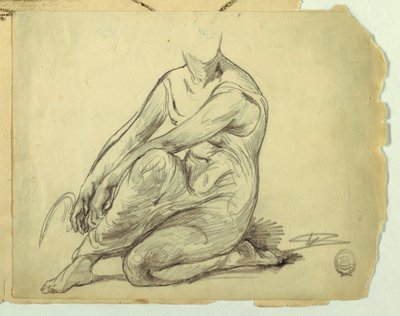 diz çökmüş kadın by Walter Shirlaw