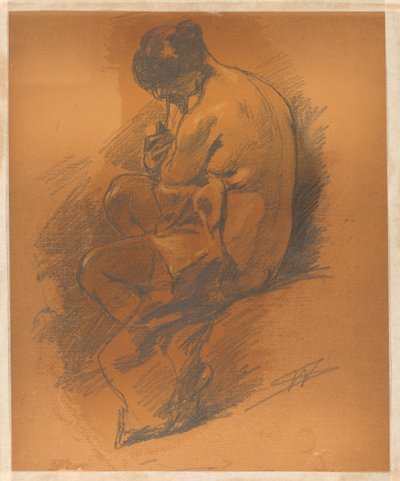 Oturan Bir Kadının Çıplak Çalışması by Walter Shirlaw