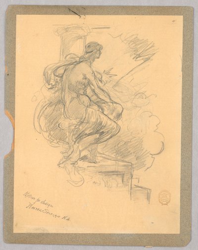 Oturan Kadın (Tasarım Motifi) by Walter Shirlaw