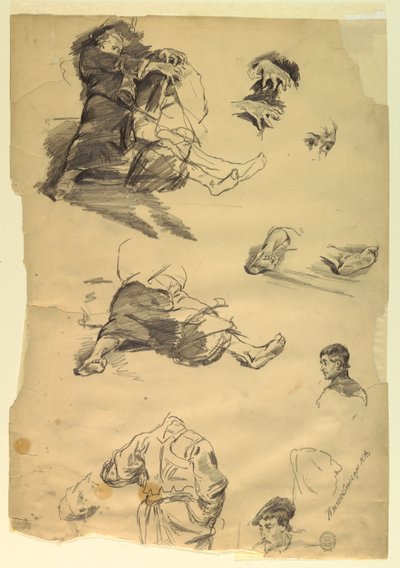 Tarihsel Bir Temsil İçin Figür Çalışmaları by Walter Shirlaw