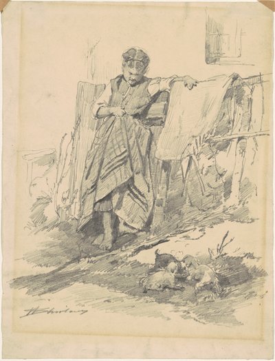 Yavruları Izleyen Kadın by Walter Shirlaw
