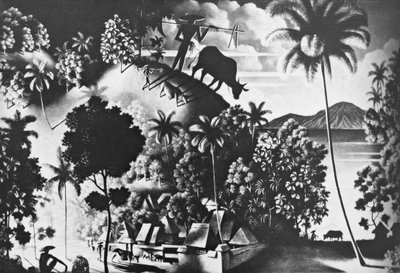 İnek gölgeli manzara by Walter Spies