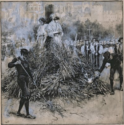 The Martyrdom of Robert Testwood (watercolour on paper) by Walter Stanley Paget