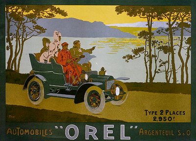 Orel motorlu arabalar için reklam (renkli lito) by Walter Thor