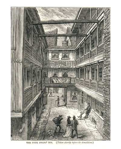 Four Swans Inn yıkımdan kısa bir süre önce, 1878 by Walter Thornbury